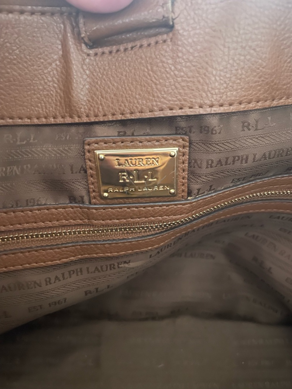 Ralph Lauren Cognac Leather Satchel with Gold Hardware - Picture 6 of 16